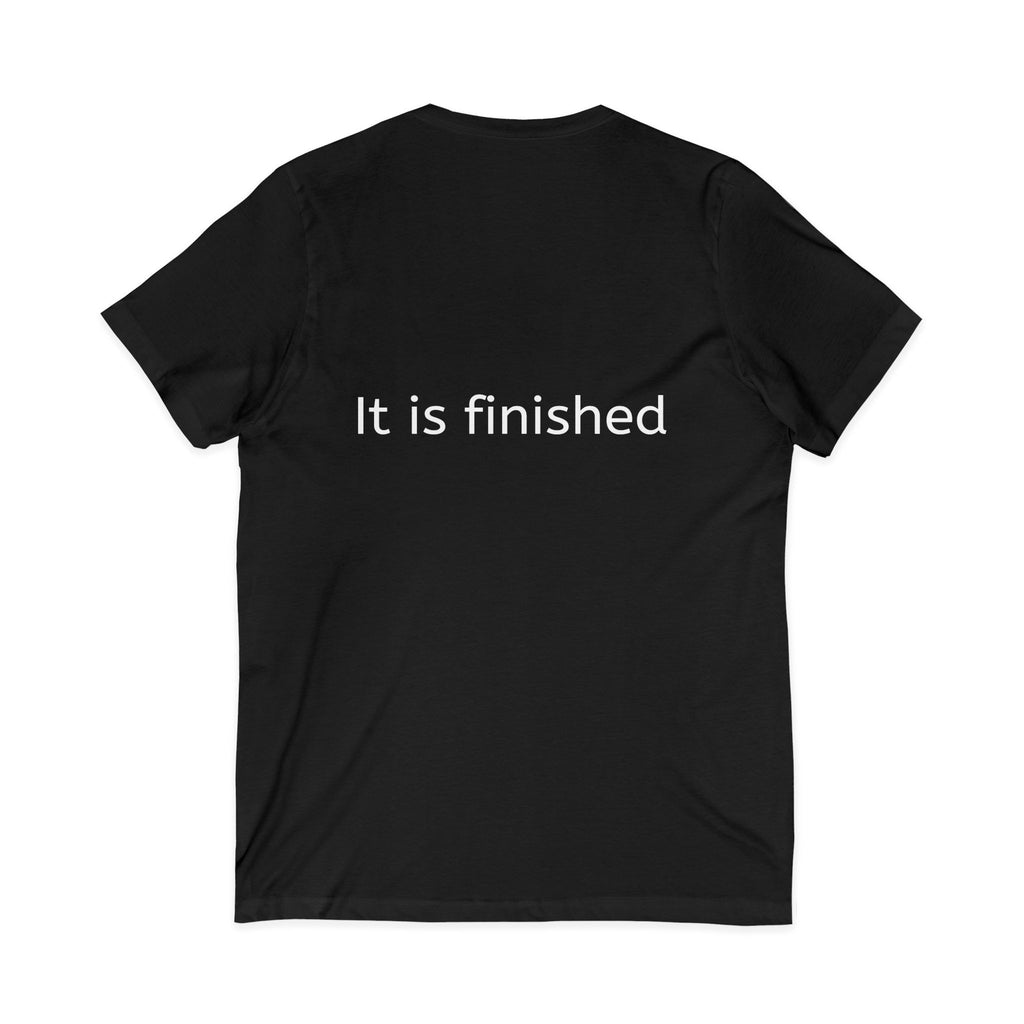 It Is Finished V-Neck Tee — Christian Faith Cross Tee