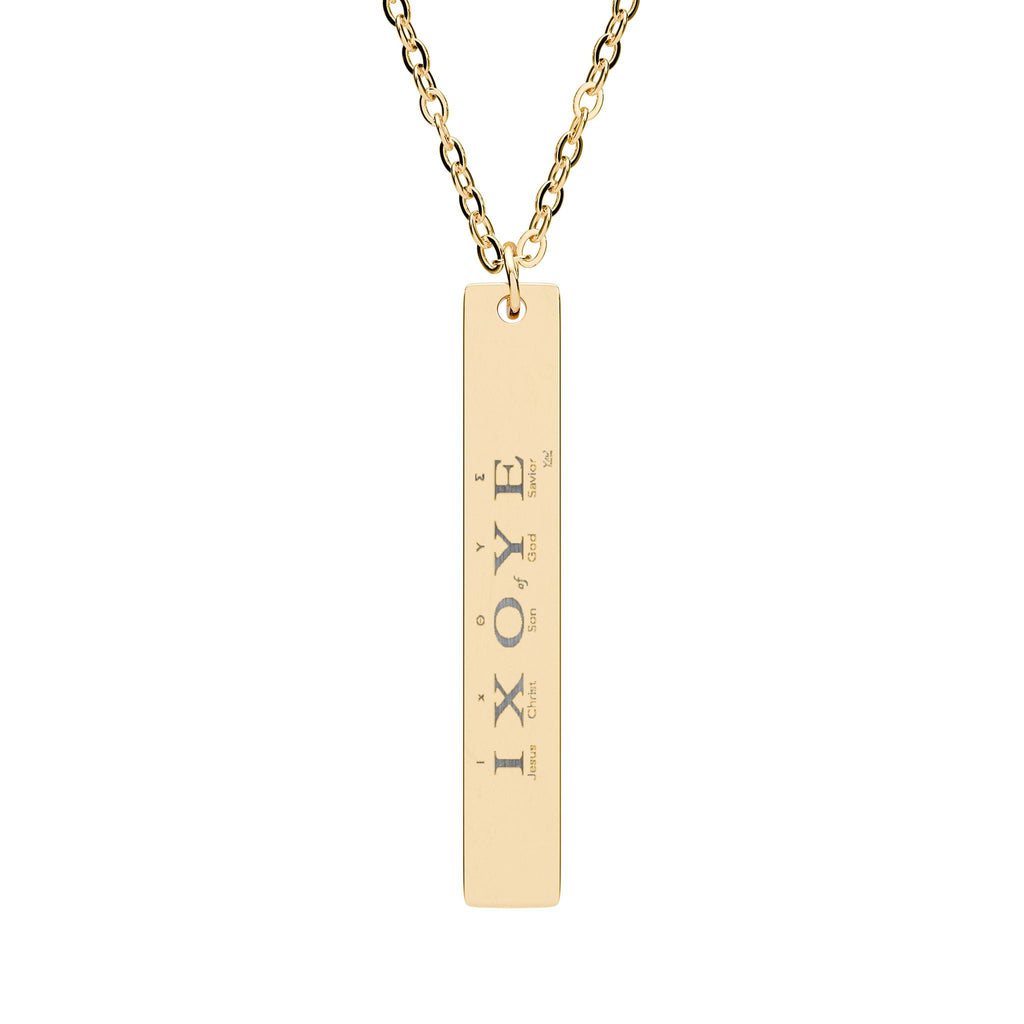 Personalized Vertical Bar Necklace — Engraved Name/Message Pendant (Sterling, Gold, Rose)