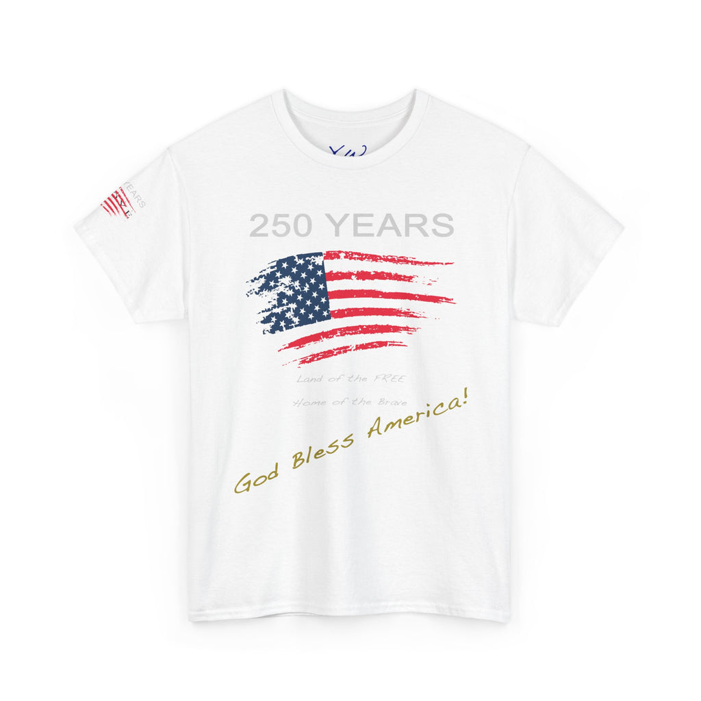 250 Years American Flag T-Shirt — "God Bless America" Patriotic Tee