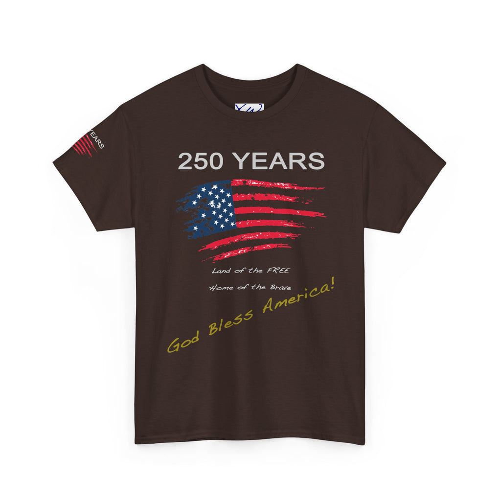 250 Years American Flag T-Shirt — "God Bless America" Patriotic Tee