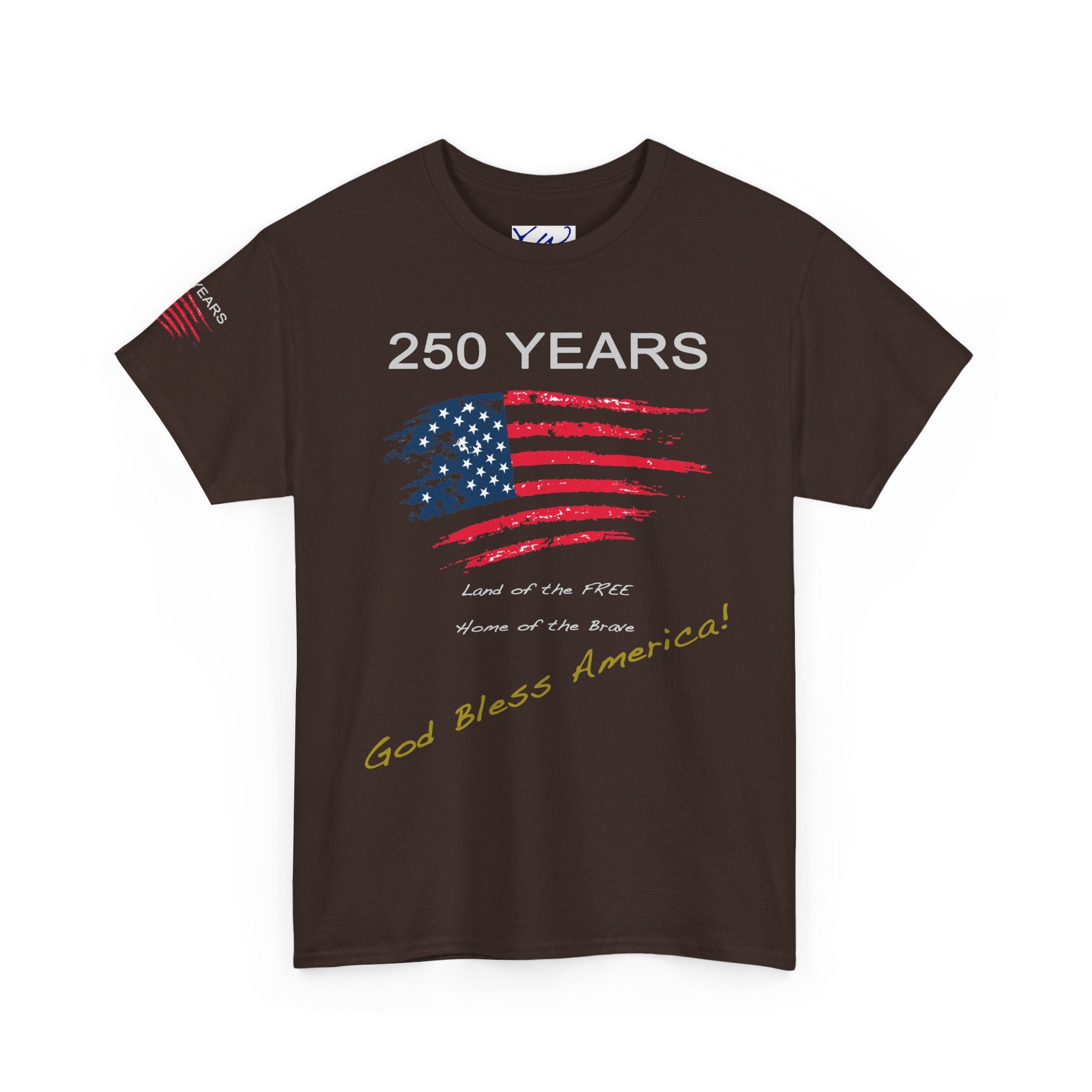 250 Years American Flag T-Shirt — "God Bless America" Patriotic Tee