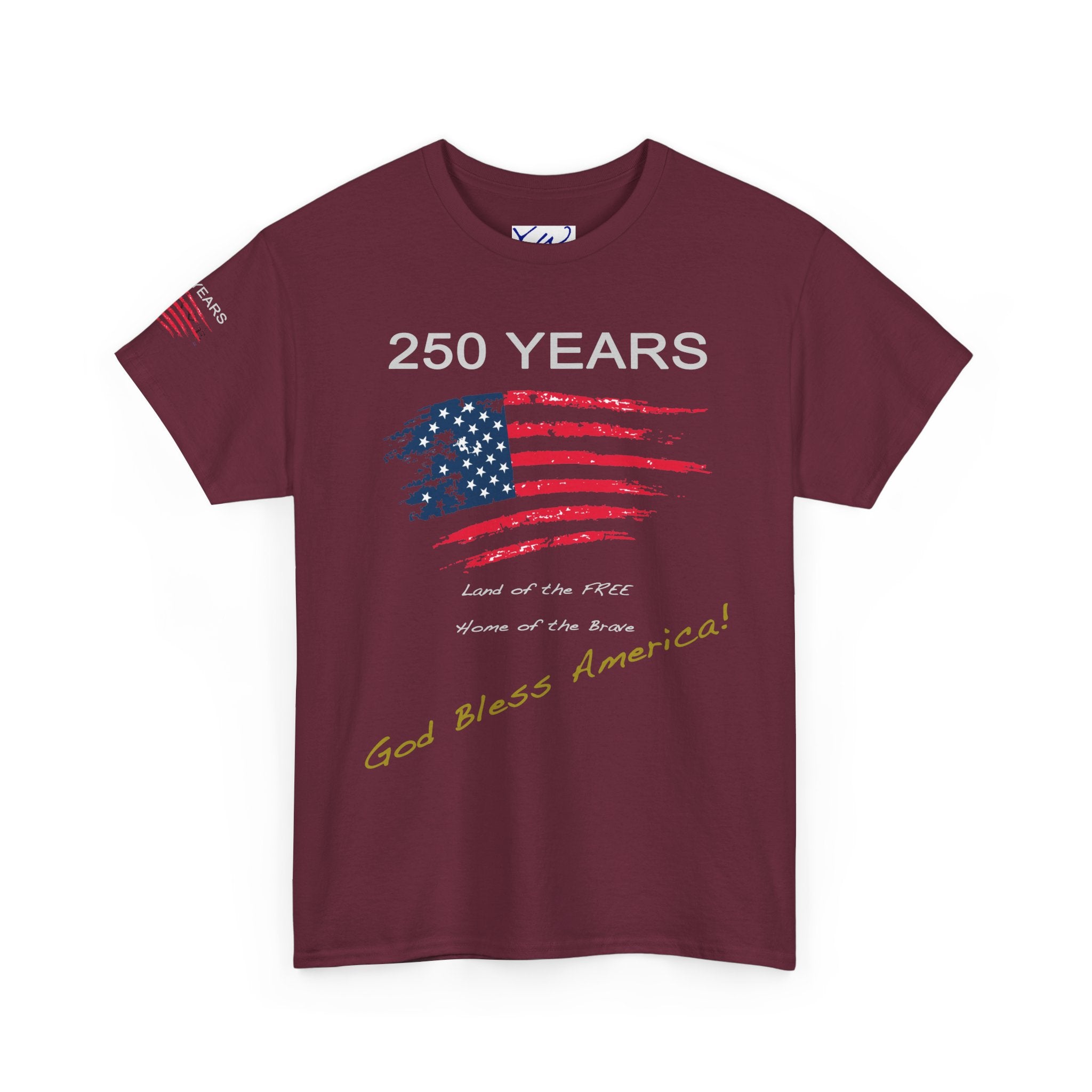 250 Years American Flag T-Shirt — "God Bless America" Patriotic Tee