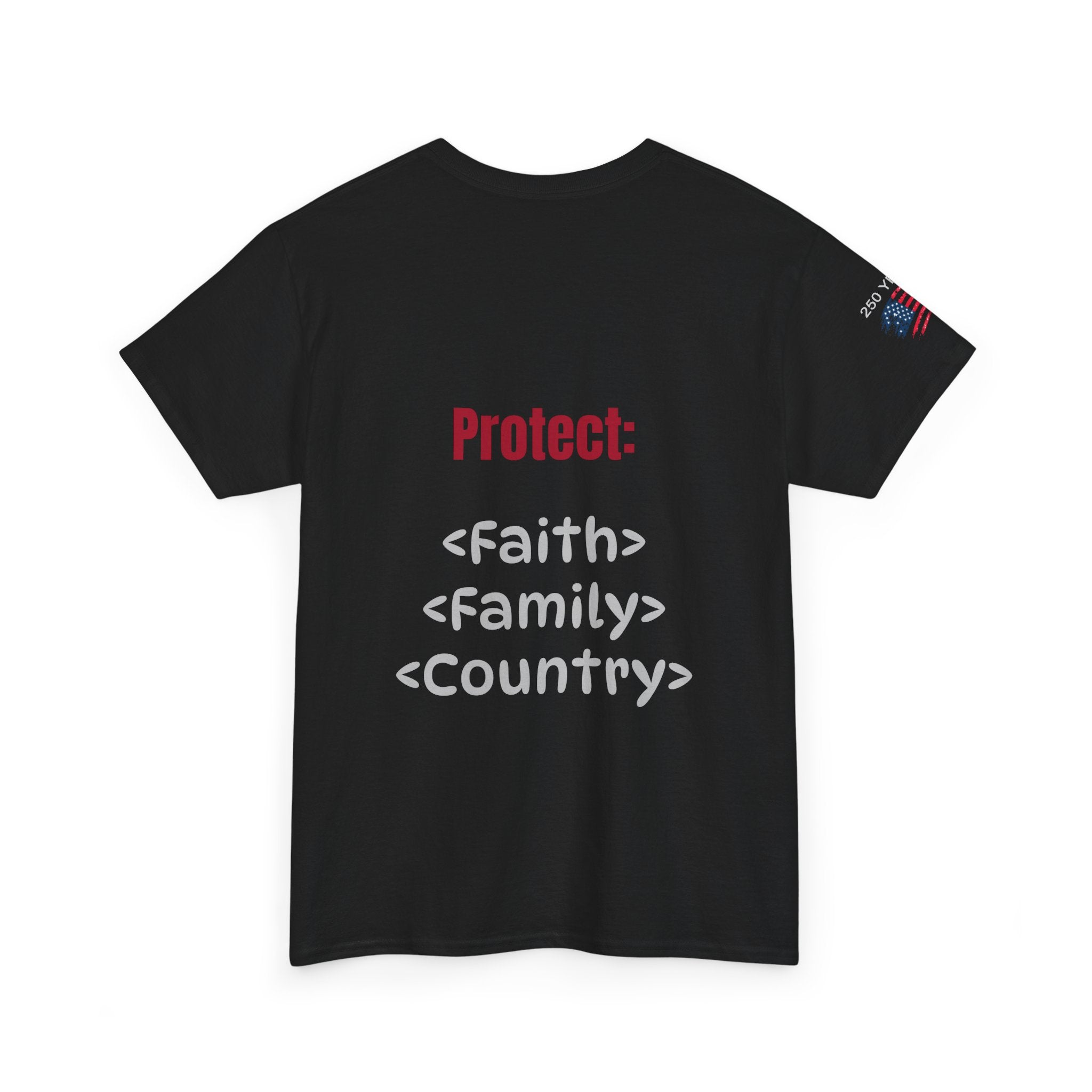 250 Years American Flag T-Shirt — "God Bless America" Patriotic Tee