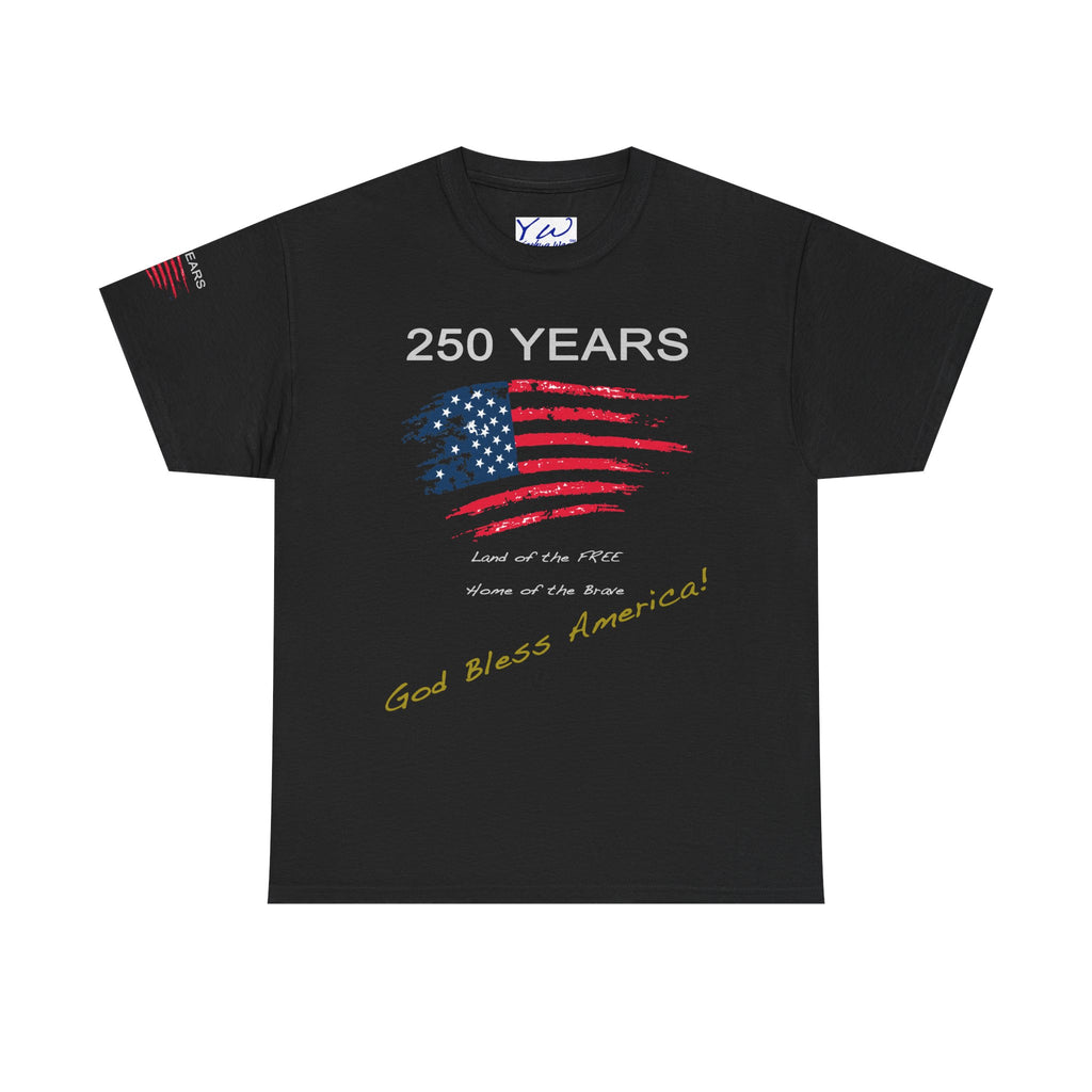 250 Years American Flag T-Shirt — "God Bless America" Patriotic Tee