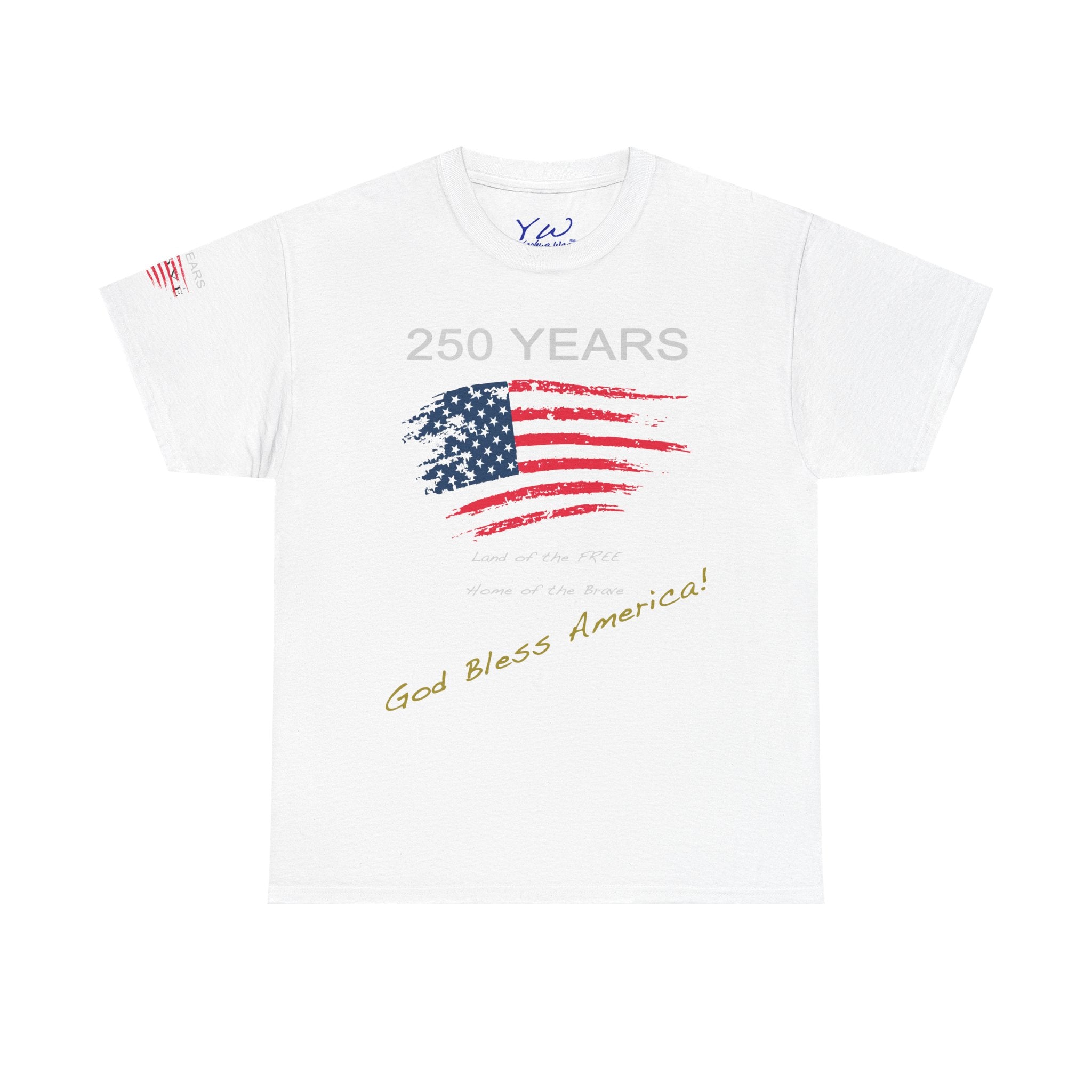250 Years American Flag T-Shirt — "God Bless America" Patriotic Tee