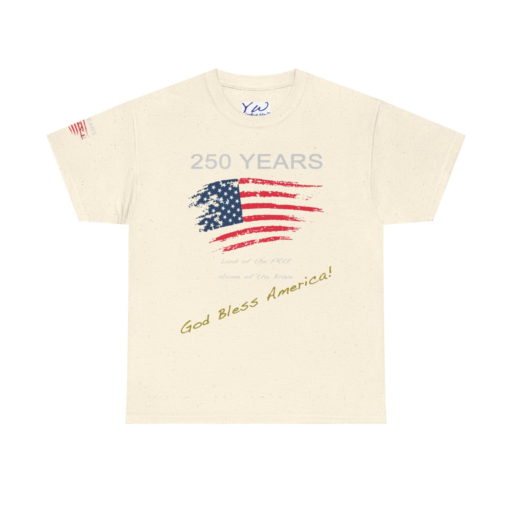 250 Years American Flag T-Shirt — "God Bless America" Patriotic Tee