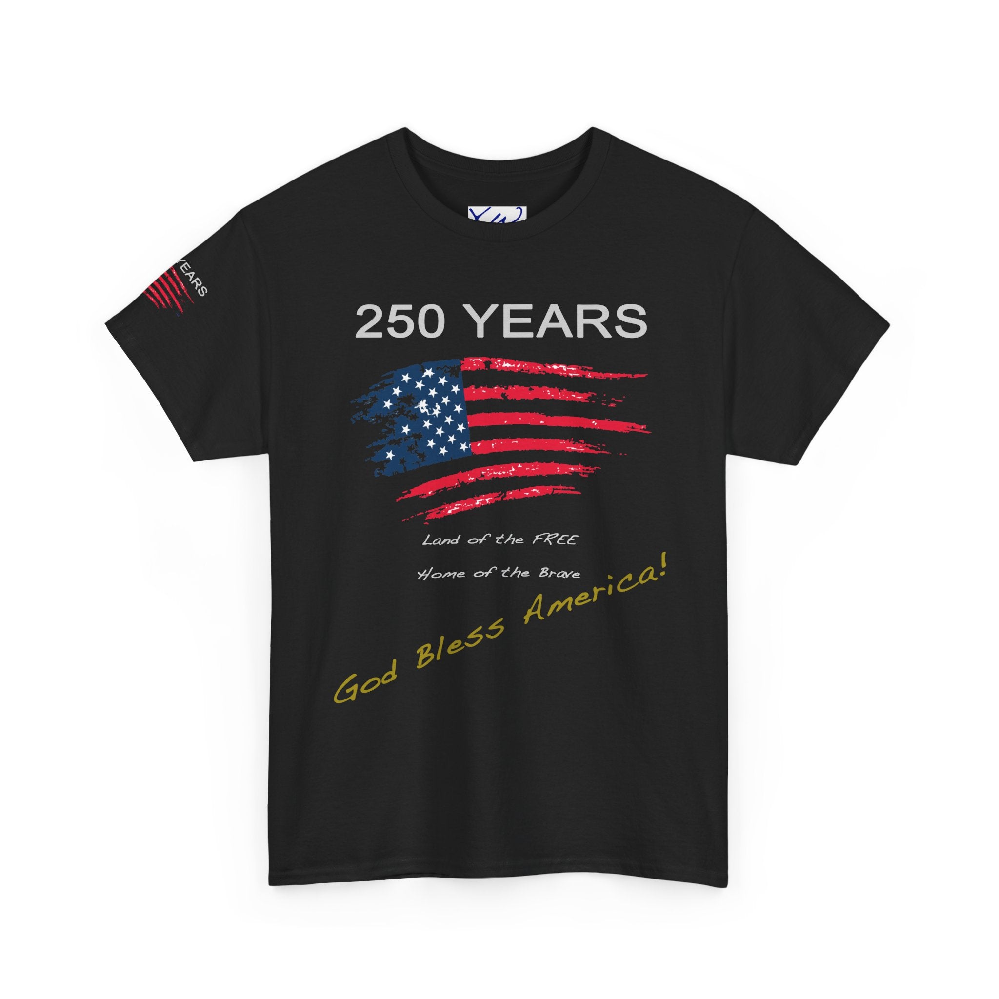 250 Years American Flag T-Shirt — "God Bless America" Patriotic Tee