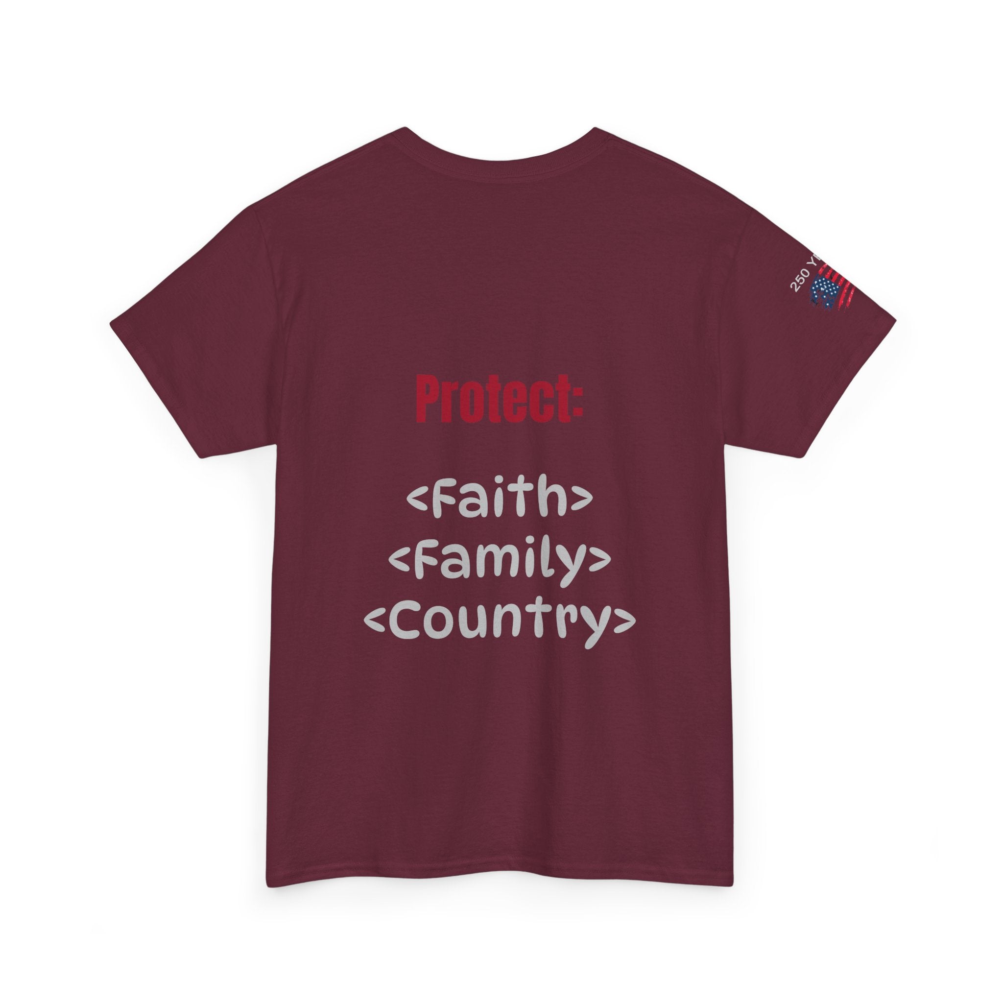 250 Years American Flag T-Shirt — "God Bless America" Patriotic Tee