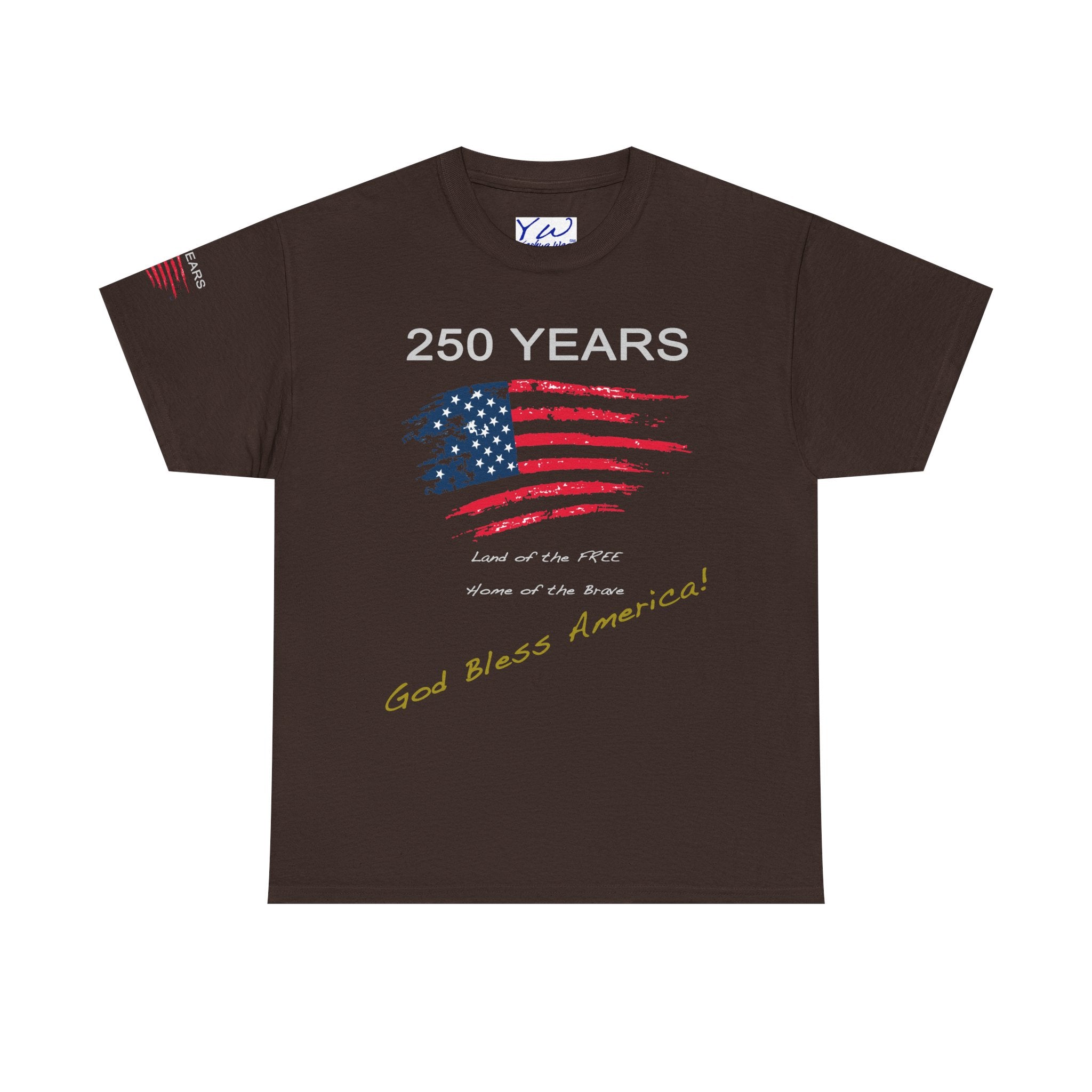 250 Years American Flag T-Shirt — "God Bless America" Patriotic Tee