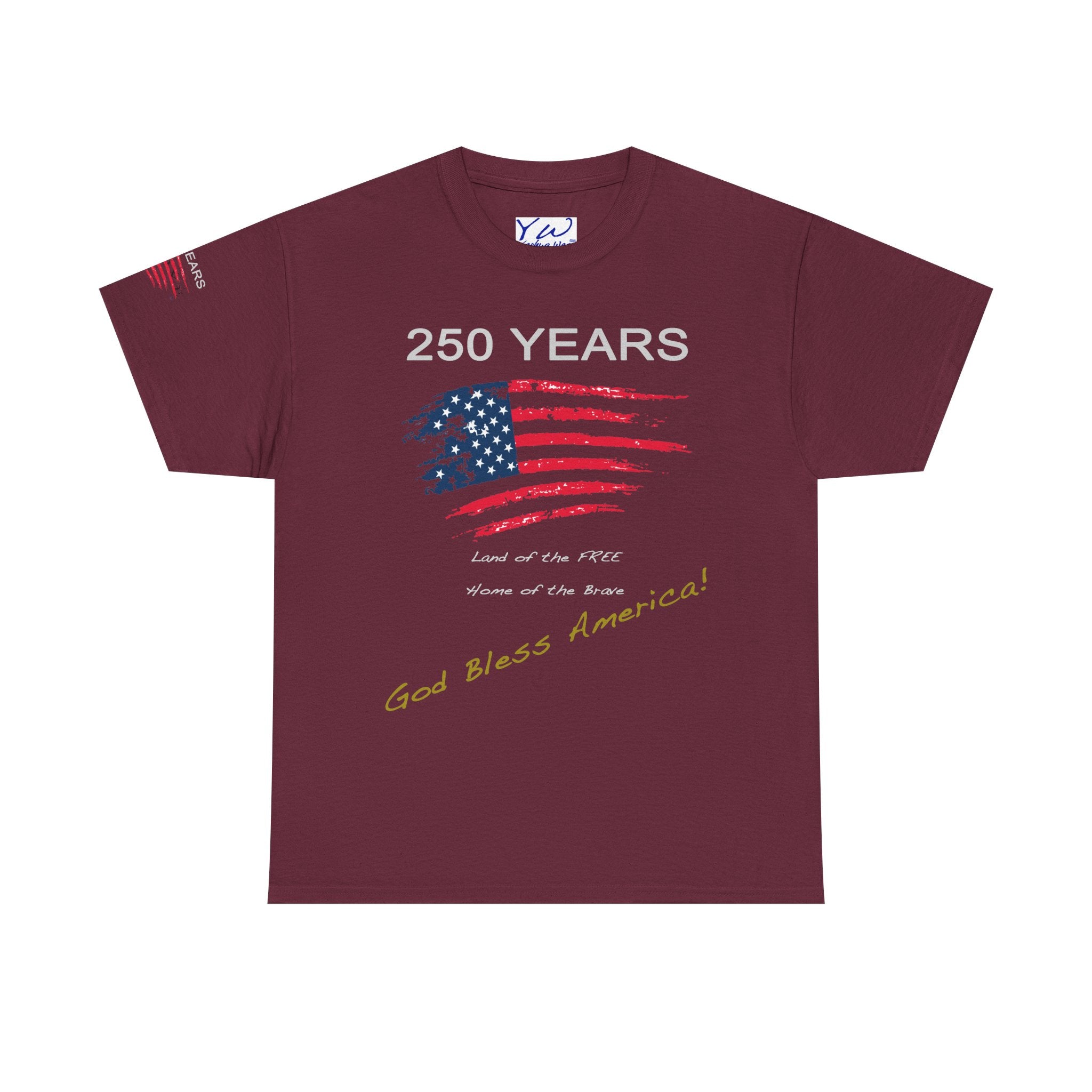 250 Years American Flag T-Shirt — "God Bless America" Patriotic Tee
