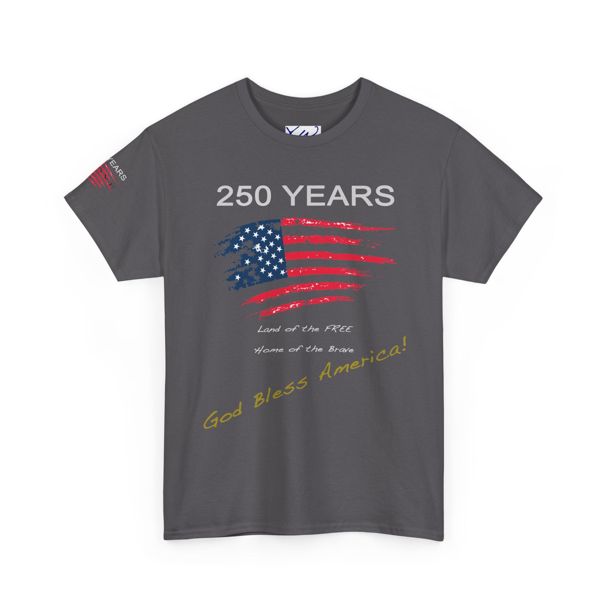 250 Years American Flag T-Shirt — "God Bless America" Patriotic Tee