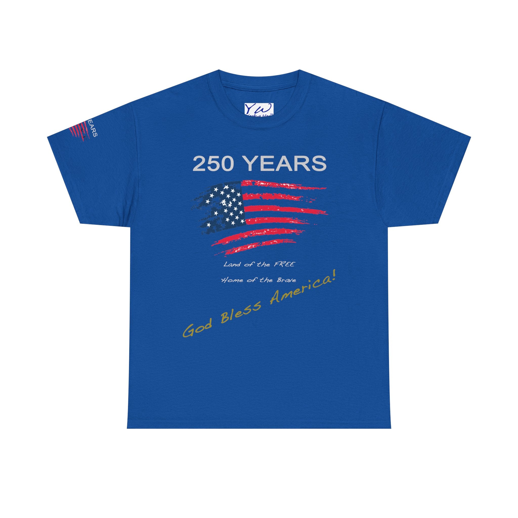 250 Years American Flag T-Shirt — "God Bless America" Patriotic Tee
