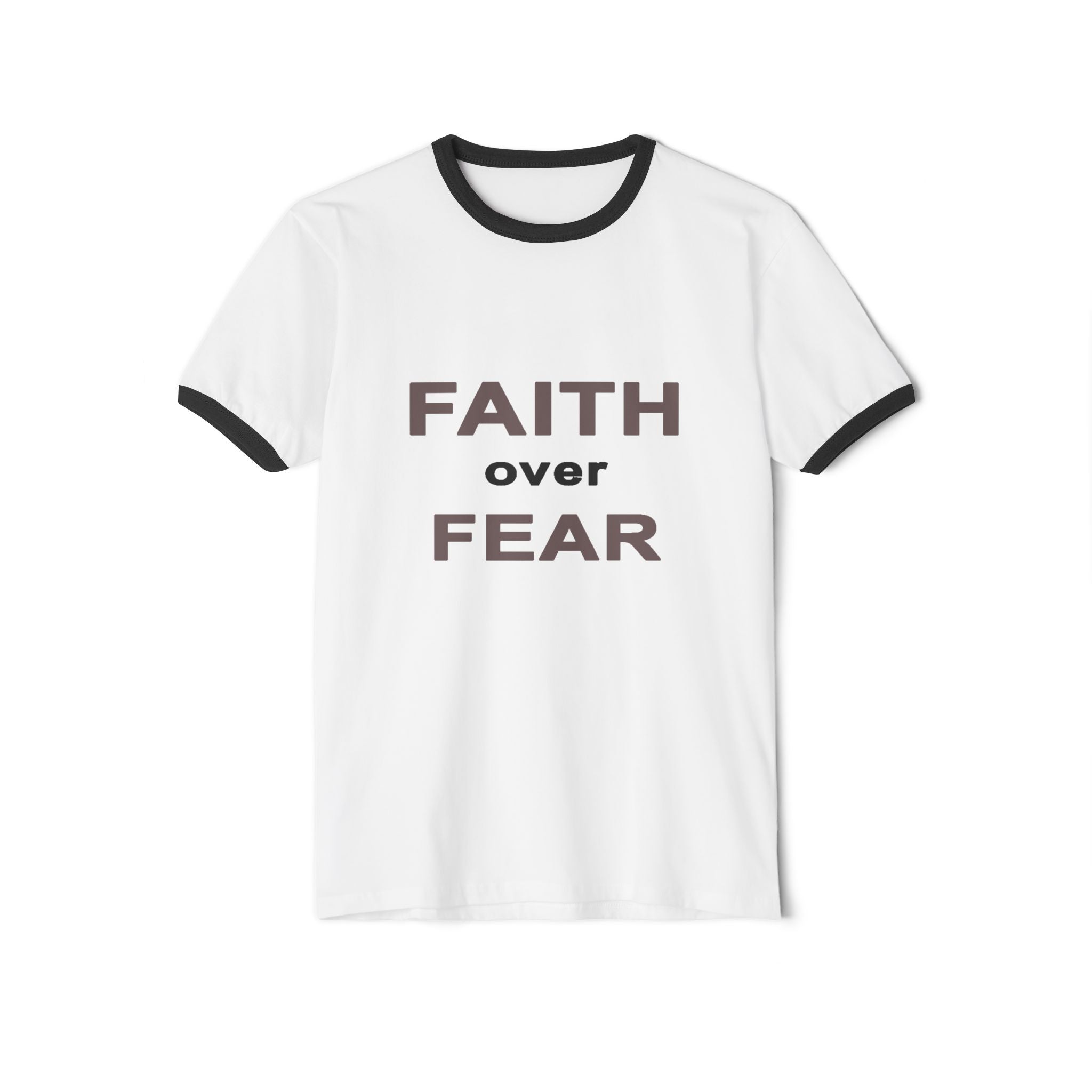 Faith Over Fear Ringer T-Shirt — Inspirational Christian Tee