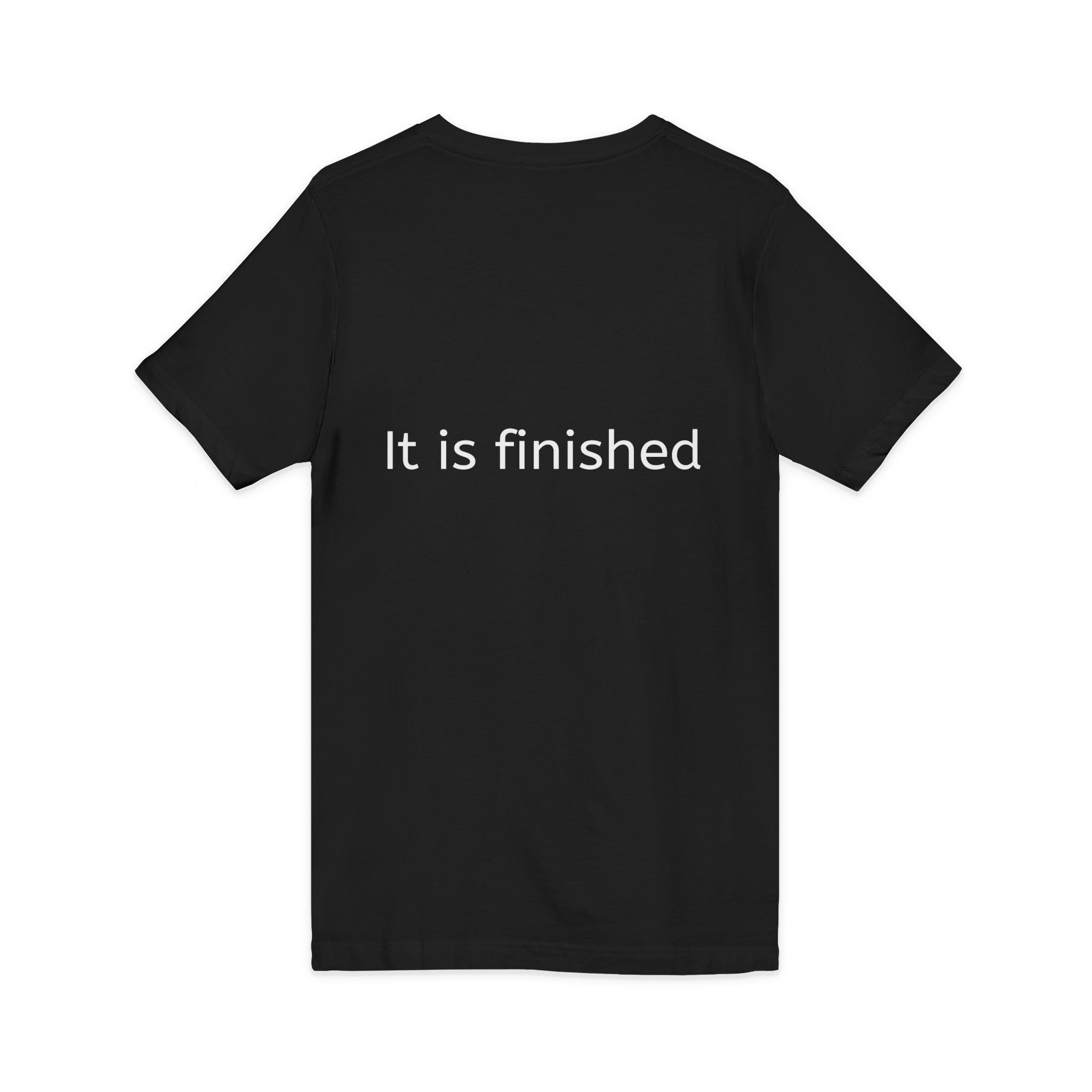 It Is Finished V-Neck Tee — Christian Faith Cross Tee